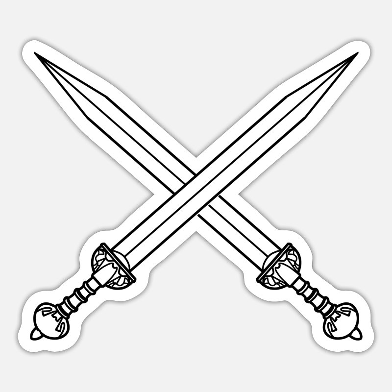 Crossed swords drawing sticker