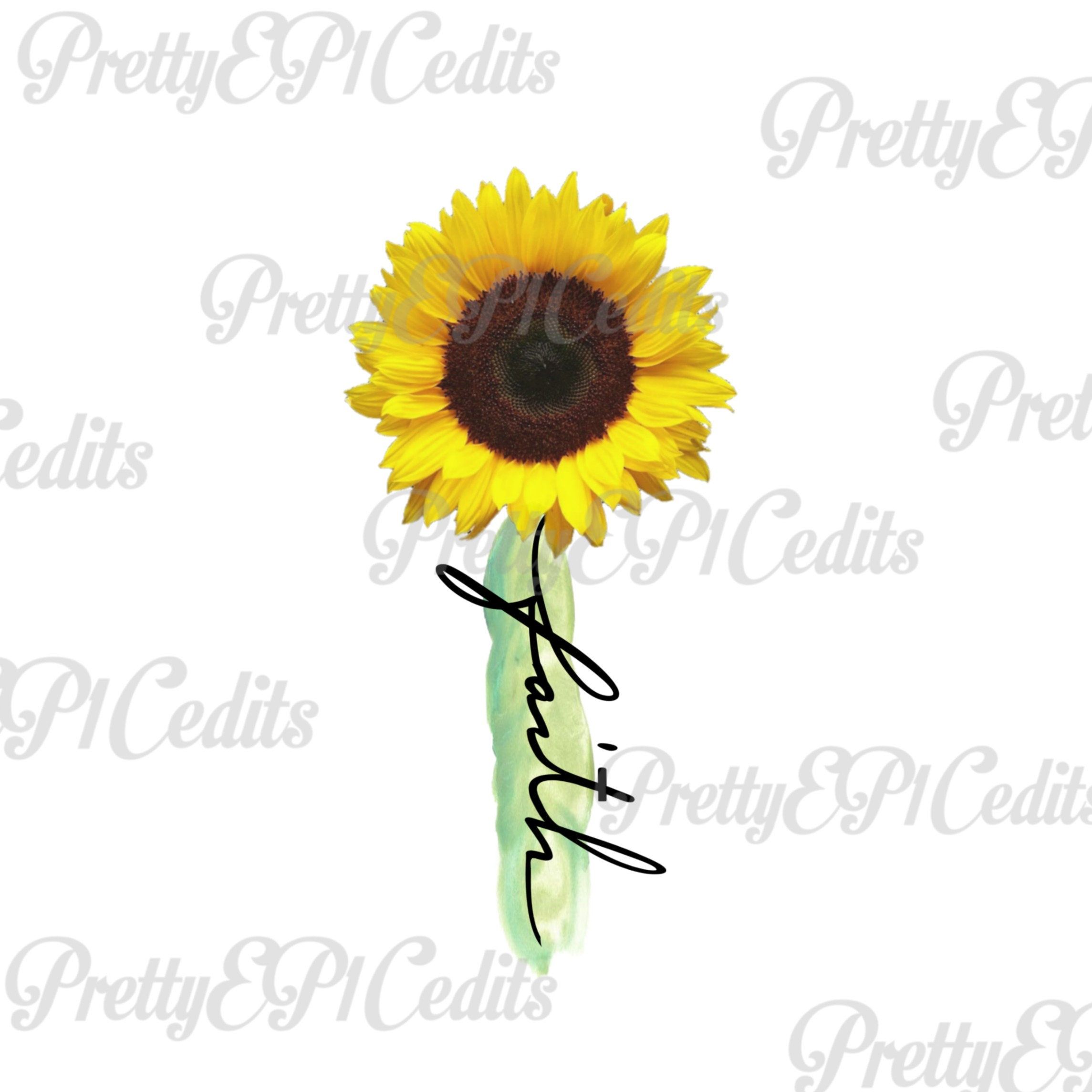 Sunflower faith cross watercolor printable digital image png jpg