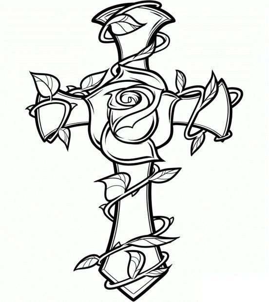Wooden flower cross with scroll saw â tattoo coloring book cross coloring page pyrography patterns