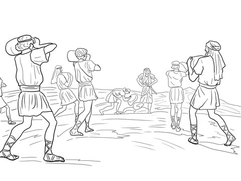 Joshua soldiers putting stones coloring page free printable coloring pages