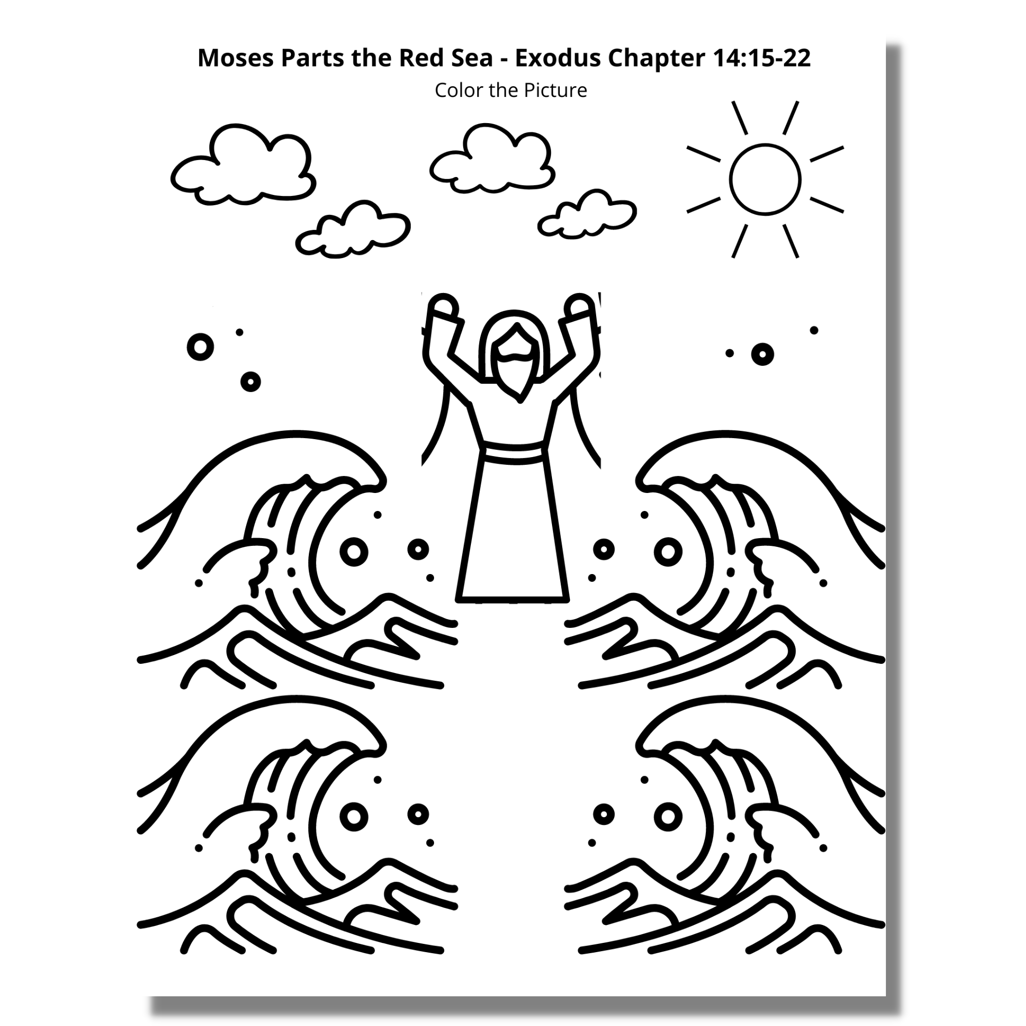 Crossing the red sea coloring activity pages for kids â at home with zan printables