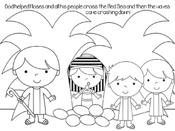 Moses and the red sea craft and color sheet by jannysue tpt