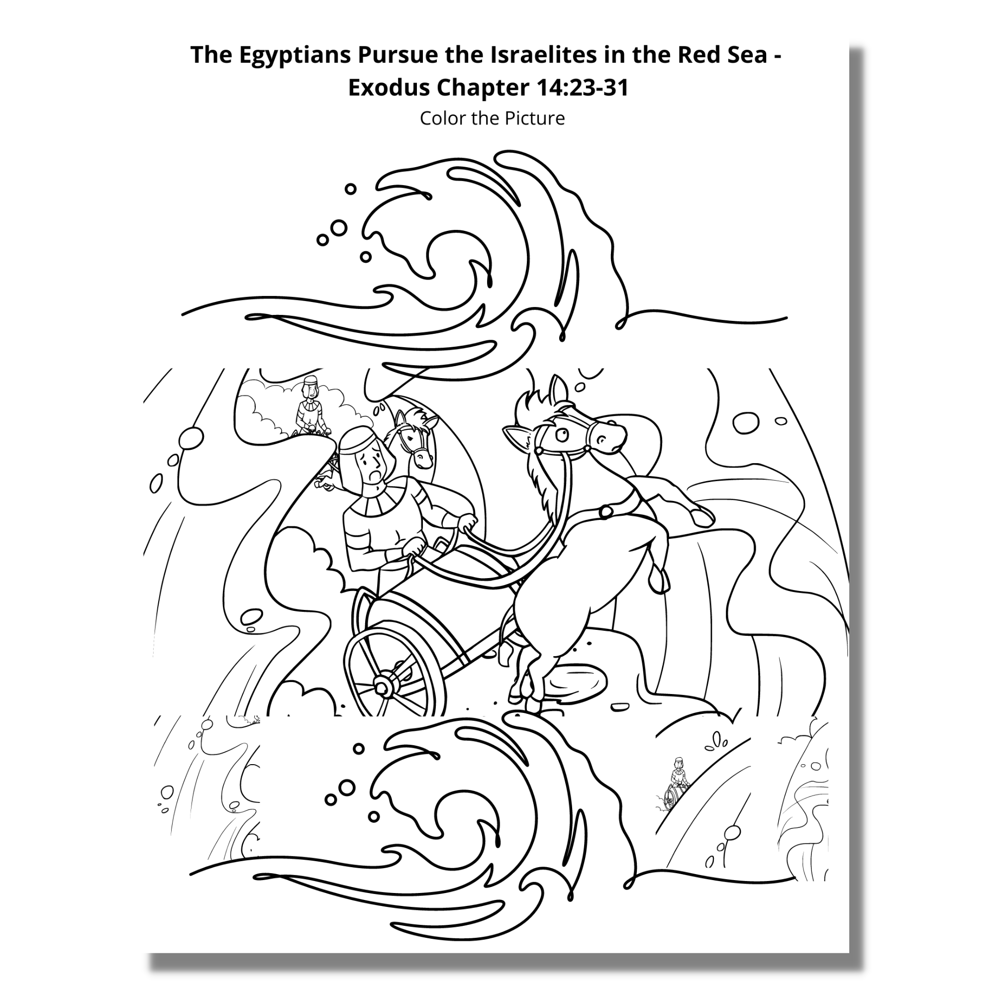 Crossing the red sea coloring activity pages for kids â at home with zan printables