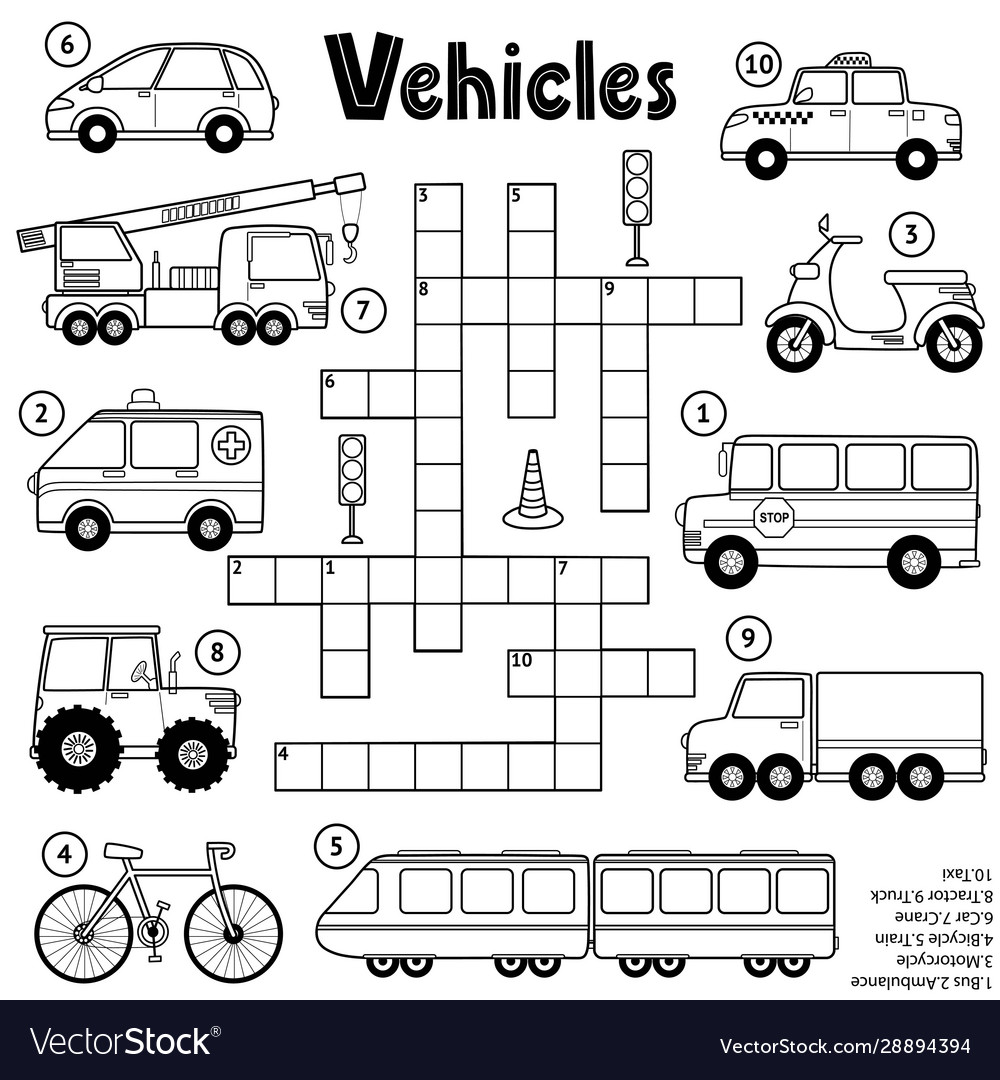 Black and white crossword puzzle game for kids vector image