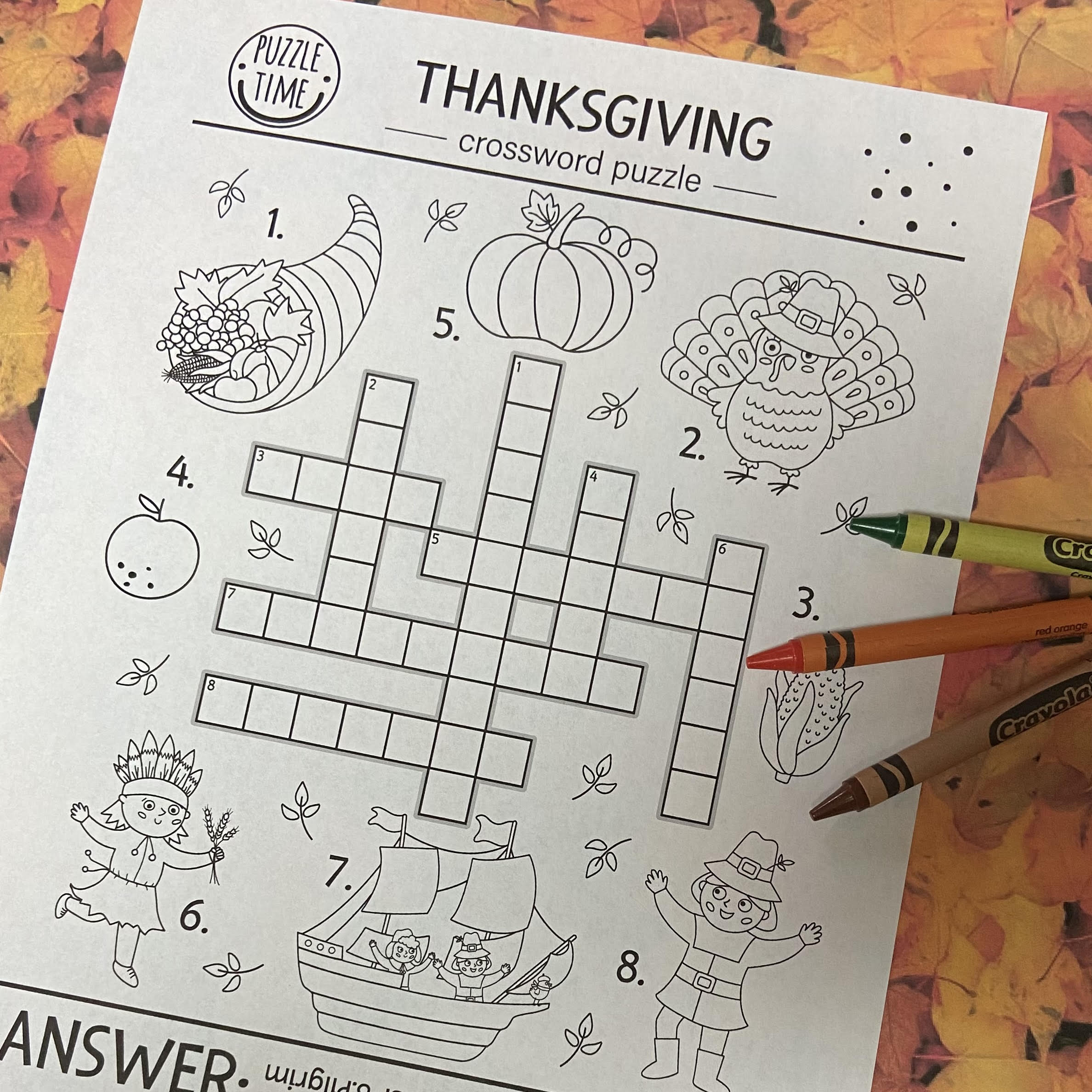 Thanksgiving crossword puzzle