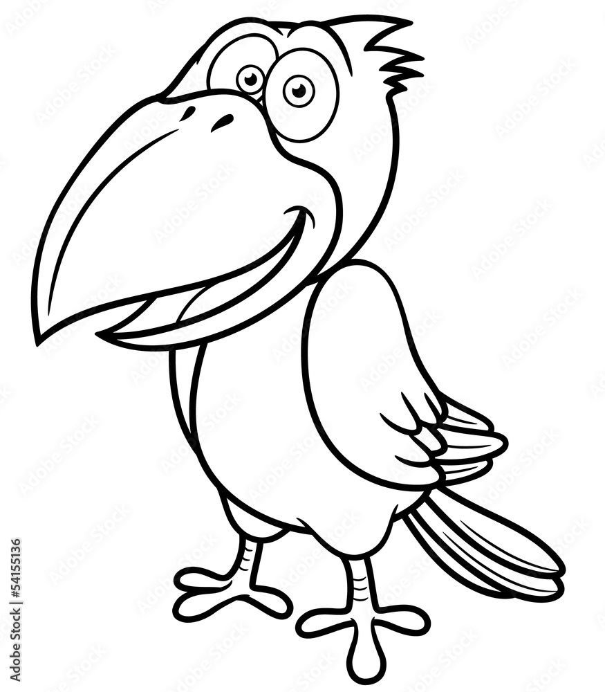 Vector illustration of cartoon crow