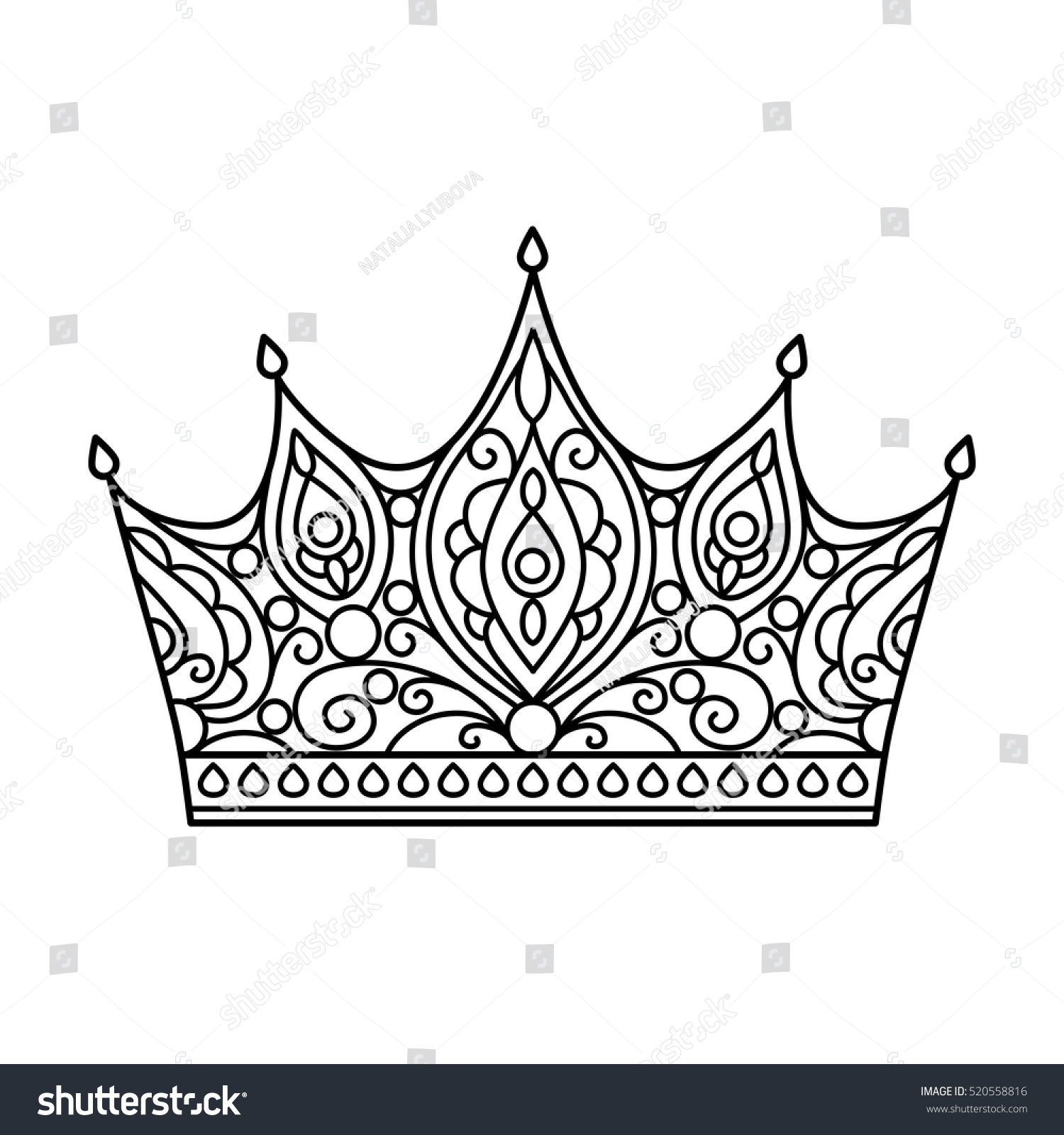 Vector illustration outline crown coloring page stock vector royalty free
