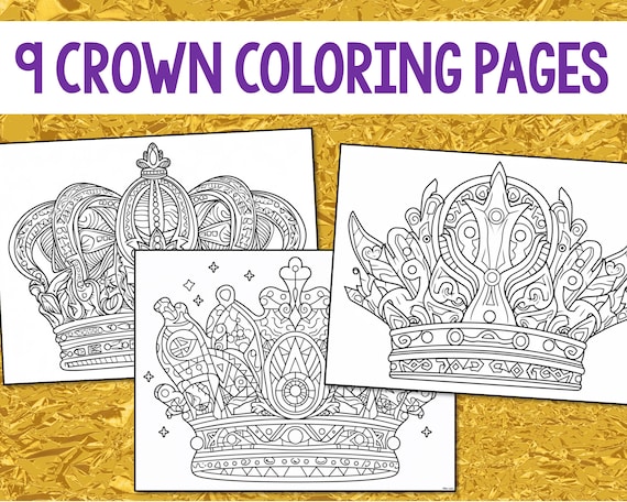 Crown coloring pages for kids and adults coronation coloring sheets crowns for a king queen prince or princess printable pdf pages
