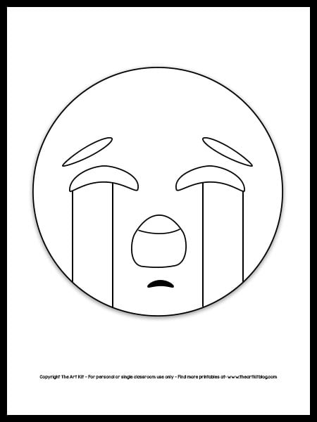 Emoji coloring page â crying face free printable â the art kit