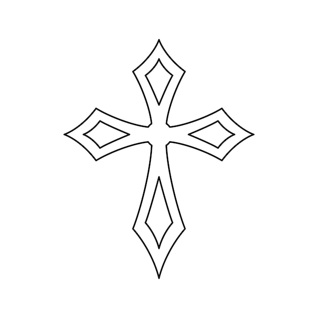 Premium vector coloring page with christian cross for kids