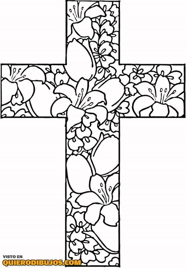 Cz con muchas flores easter coloring pages cross coloring page free printable coloring pages