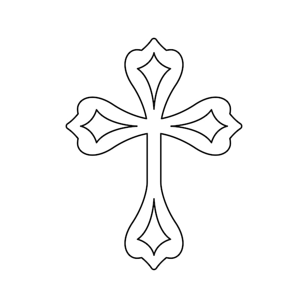 Premium vector coloring page with christian cross for kids