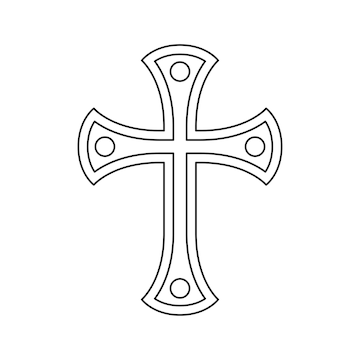Premium vector coloring page with christian cross for kids