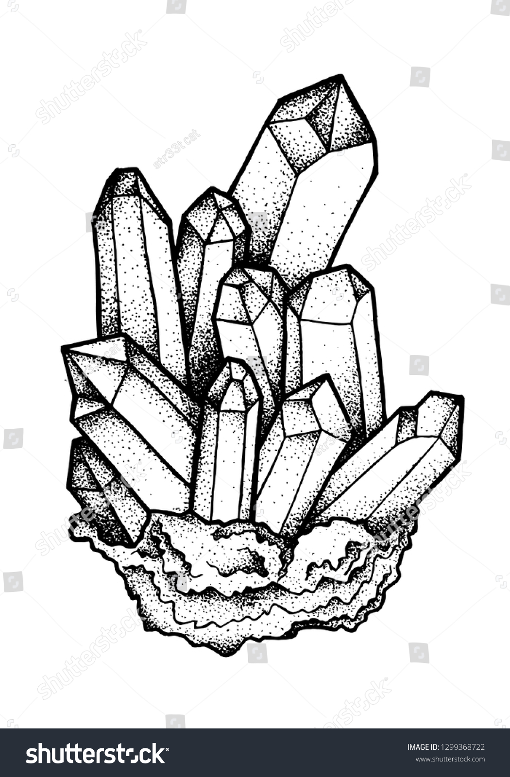 Hand drawn crystal art adult coloring stock vector royalty free