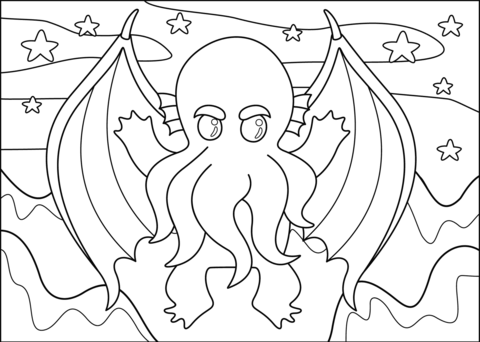 Cthulhu coloring page free printable coloring pages