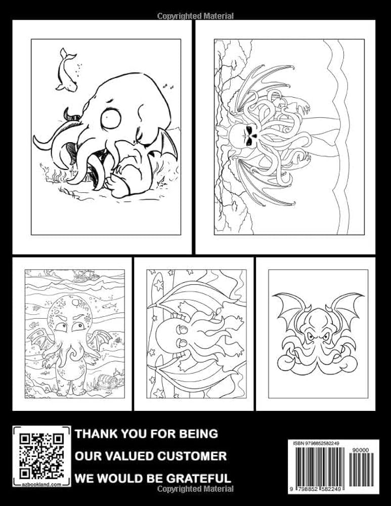 Cthulhu coloring book sry coloring pages featuring ancient creature illustrations to relieve stress and relax for all ages weeks enya books