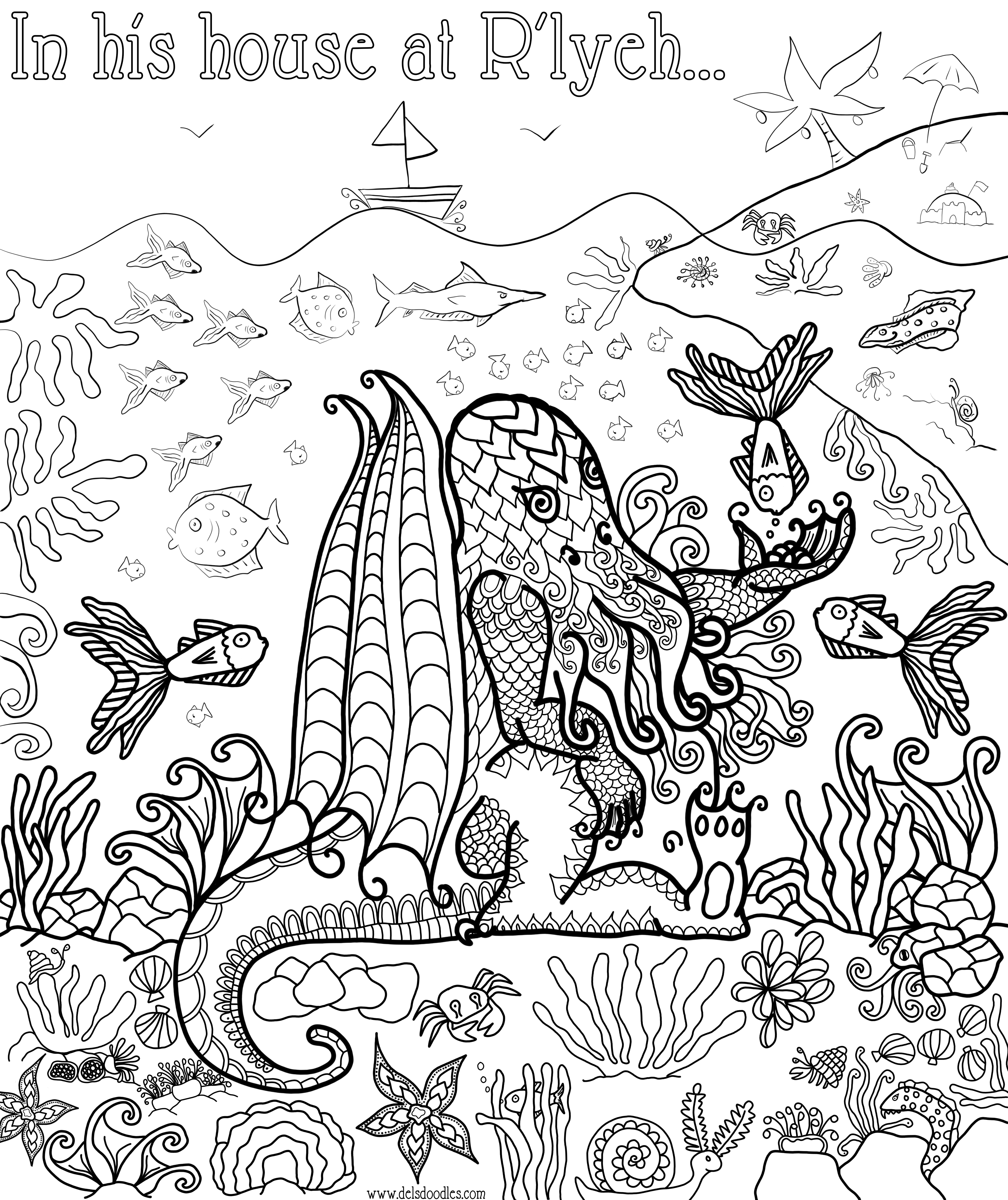 Cthulhu colouring page