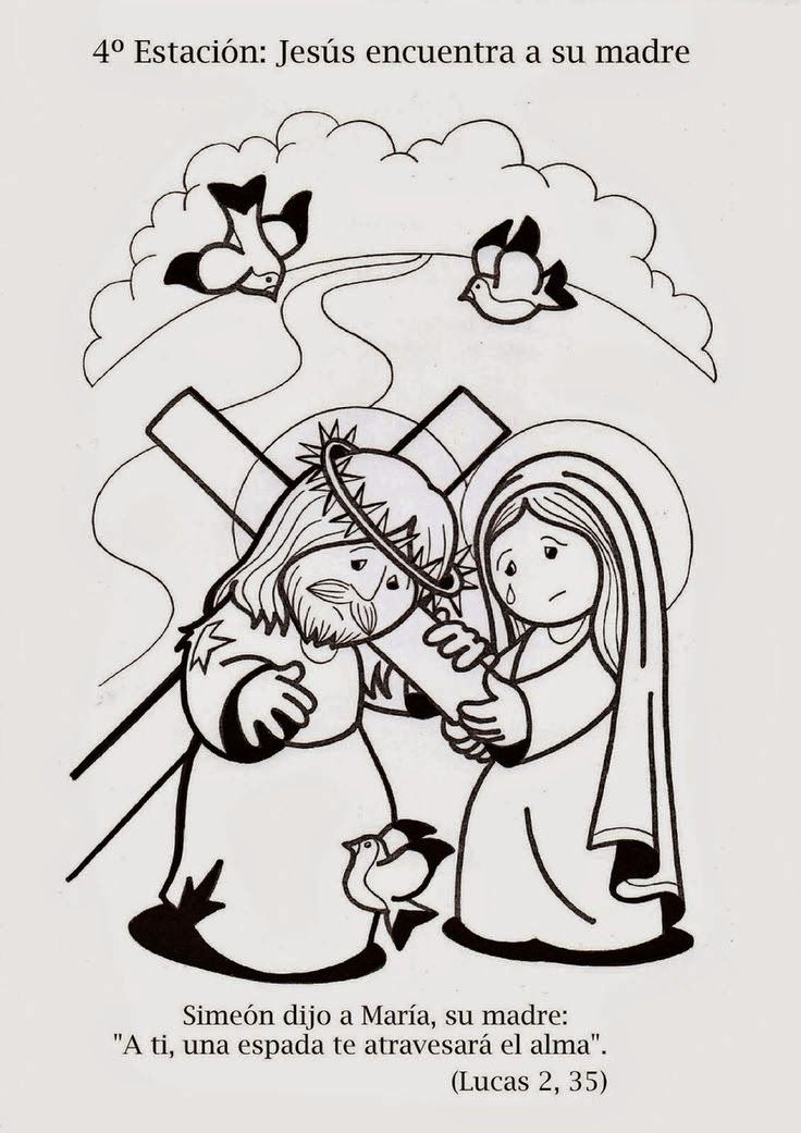 Cuarta estaciãn jesãºs encuentra a su madre marãa bible crafts bible coloring pages bible crafts for kids