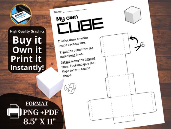 D paper box template small cube template d shape printable d shape cutout activity paper cube template pdf png instant download