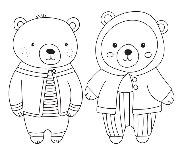 Premium vector bear cubs character childrens coloring book vector
