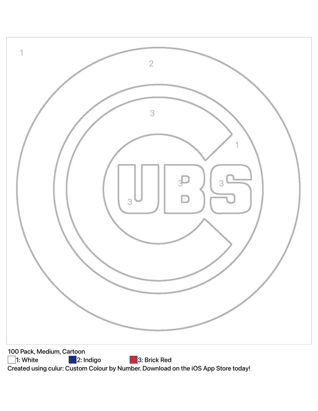 Printable color by number of the cubs logo baseball coloring pages tattoo style drawings logo