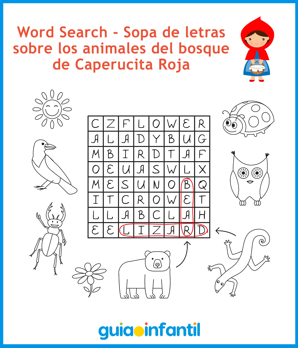 Cuento de caperucita roja en inglãs con ejercicios