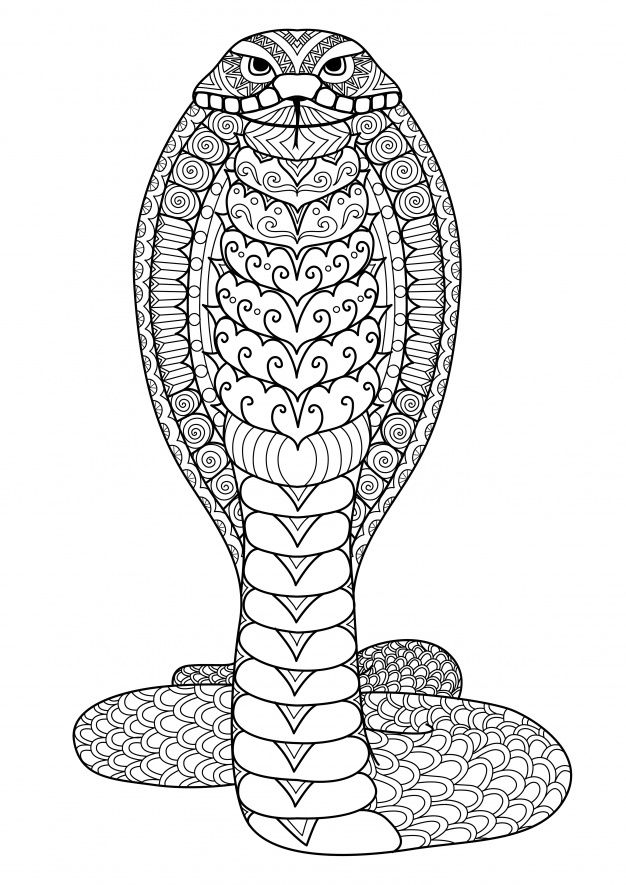 Free vector hand drawn snake background snake coloring pages doodle art designs mandala coloring pages