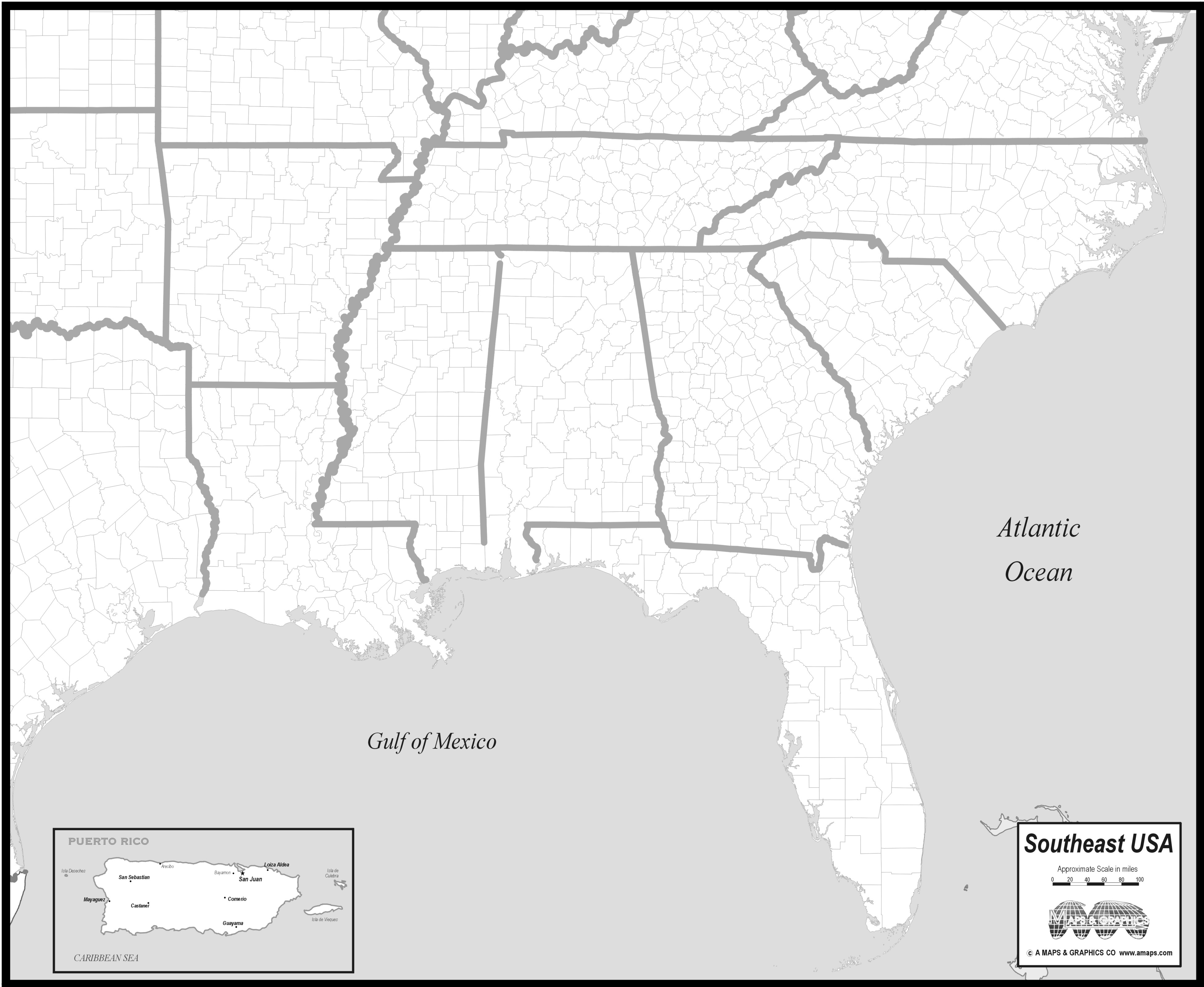 Free map of southeast states