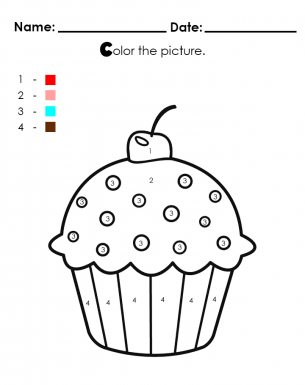 Color by numbers with this cup cake coloring sheet free printable coloring sheets coloring sheets coloring pages
