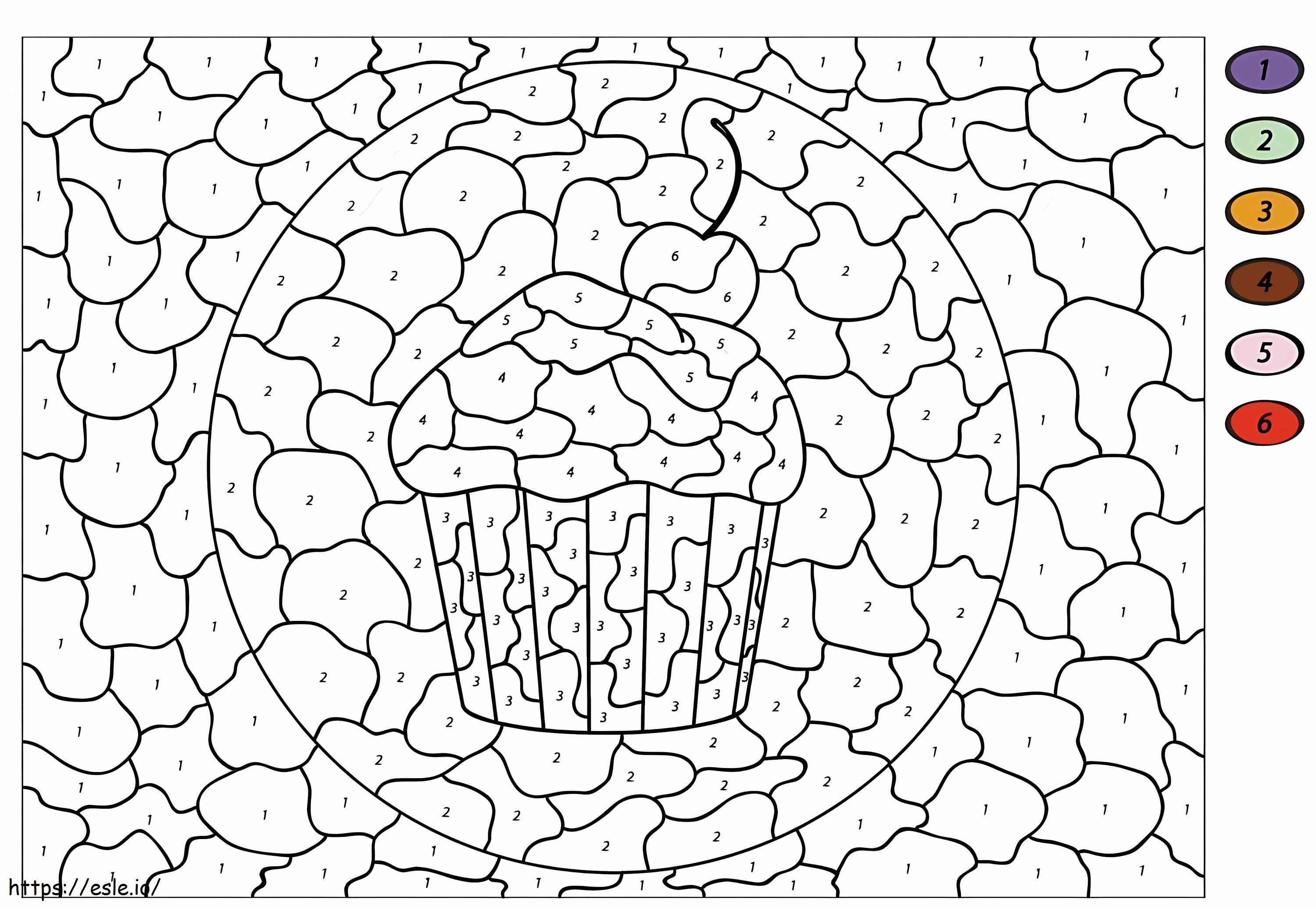 Cupcake color by number coloring page