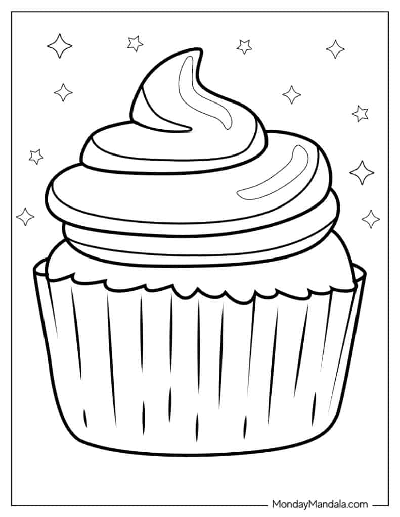 Cupcake coloring pages free pdf printables