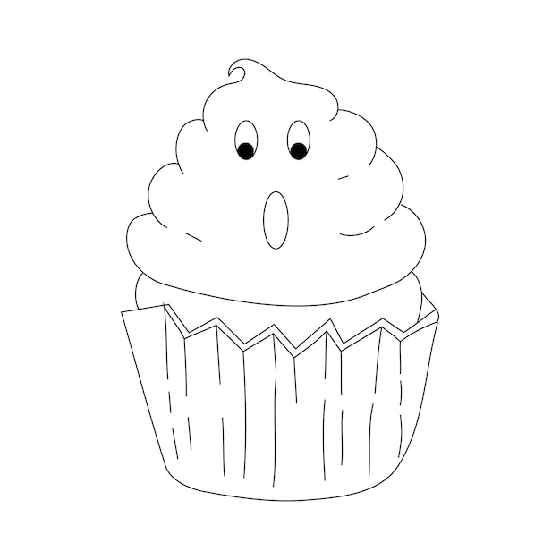Premium vector cup cake outline coloring pages