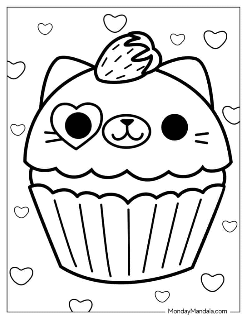 Cupcake coloring pages free pdf printables