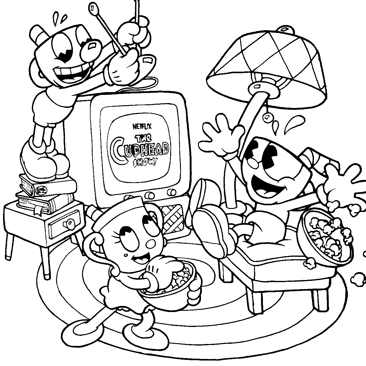 Cuphead coloring pages printable for free download
