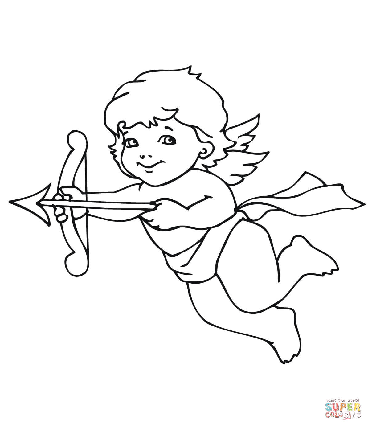 Cute valentine cupid coloring page free printable coloring pages