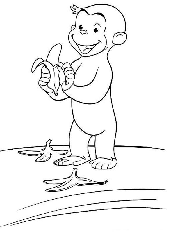 Curious george eating banana coloring page curious george coloring pages monkey coloring pages owl coloring pages
