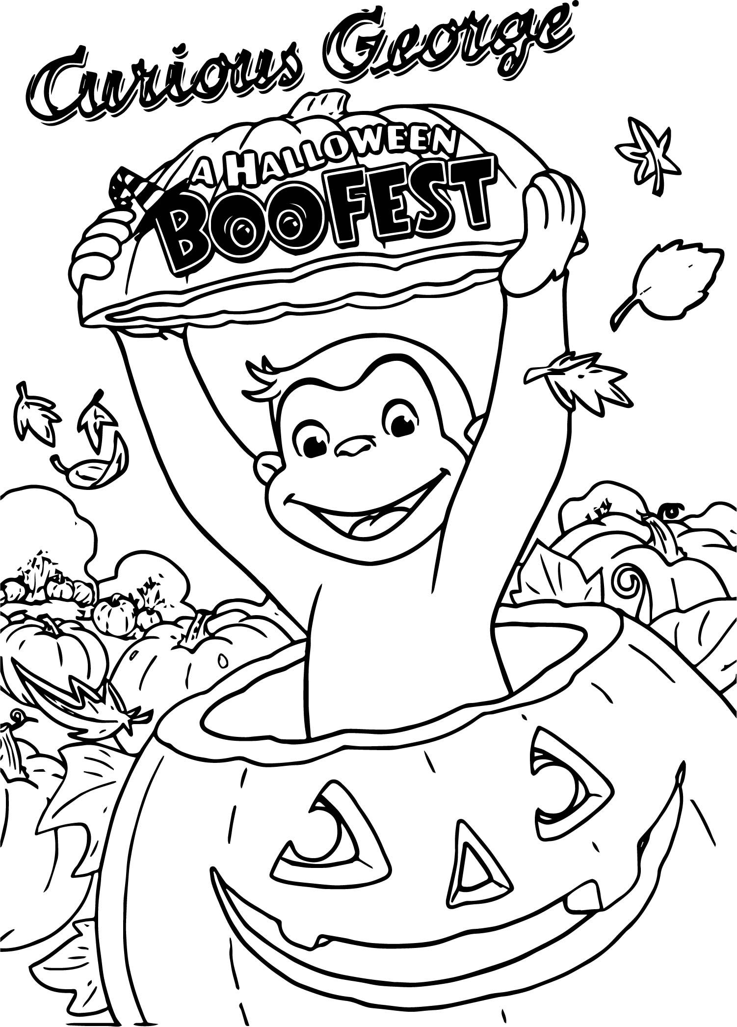 Awesome curious george a halloween boofest coloring page