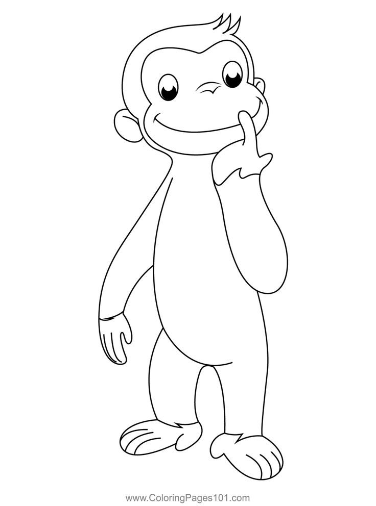 George thinking coloring page curious george coloring pages coloring pages curious george