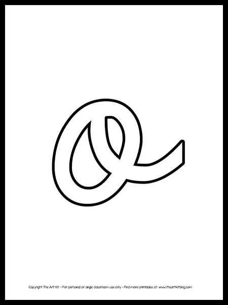 Lowercase letter o cursive outline printable free â the art kit