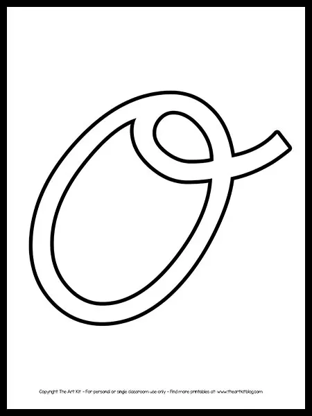 Uppercase letter o cursive outline printable free â the art kit