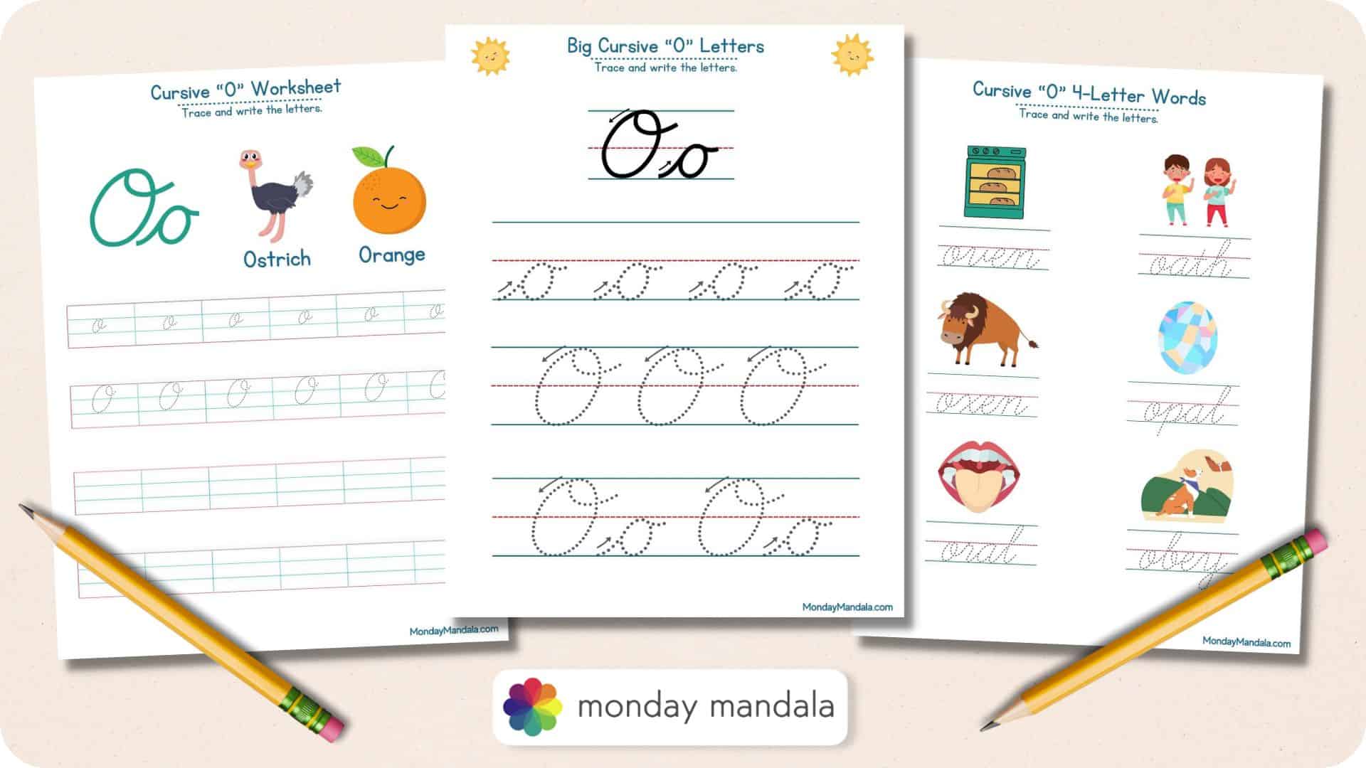 Cursive o worksheets free letter writing printables