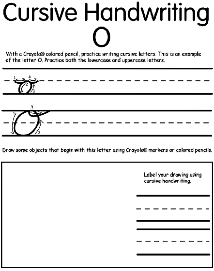 Writing cursive o coloring page