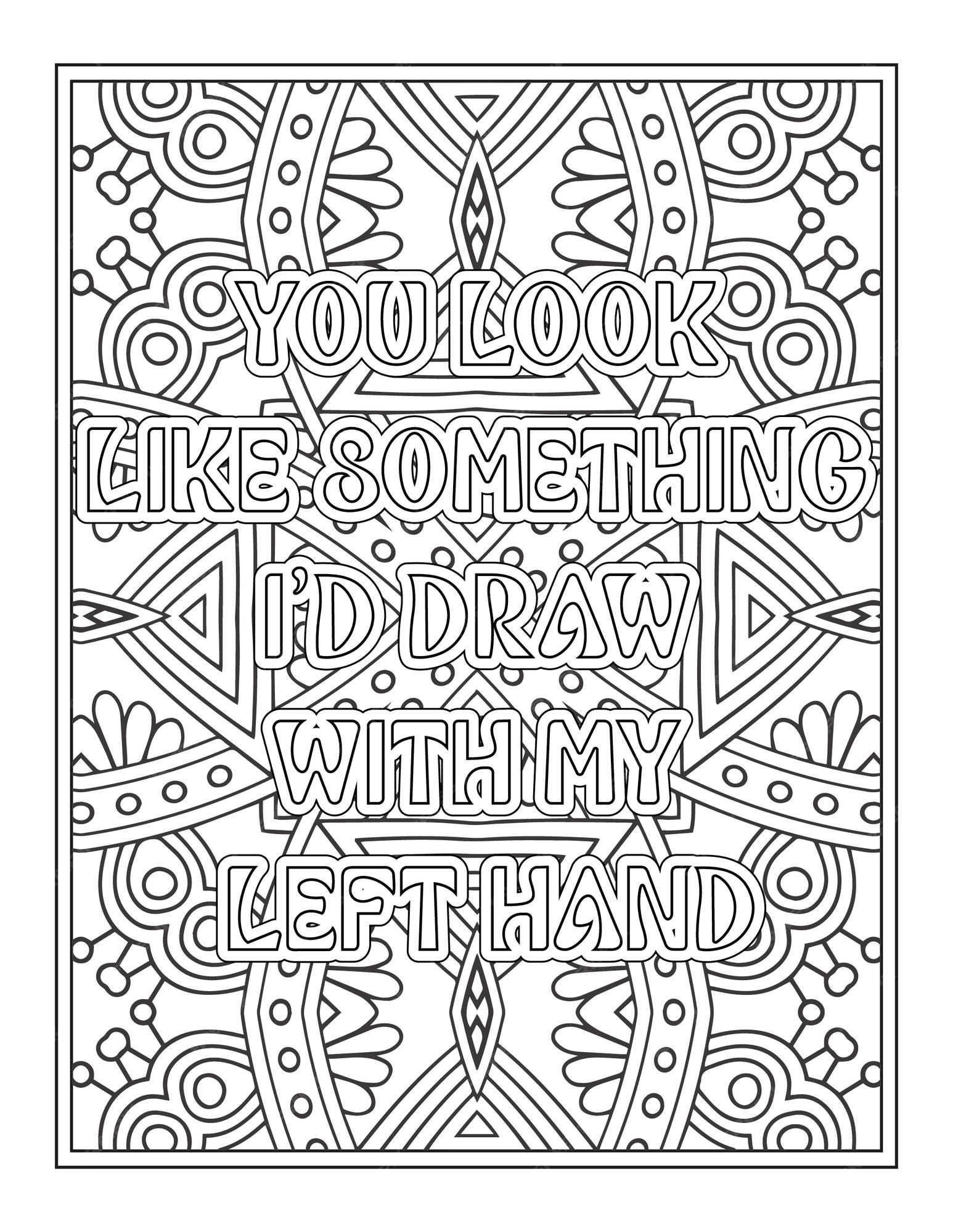 Premium vector swear word quotes coloring pages for coloring book
