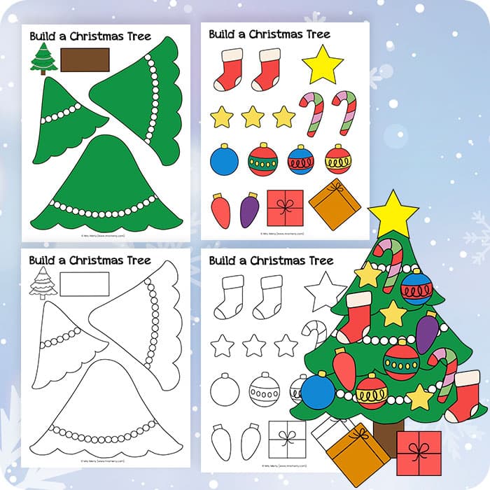 Free christmas tree printable cut paste activity mrs merry