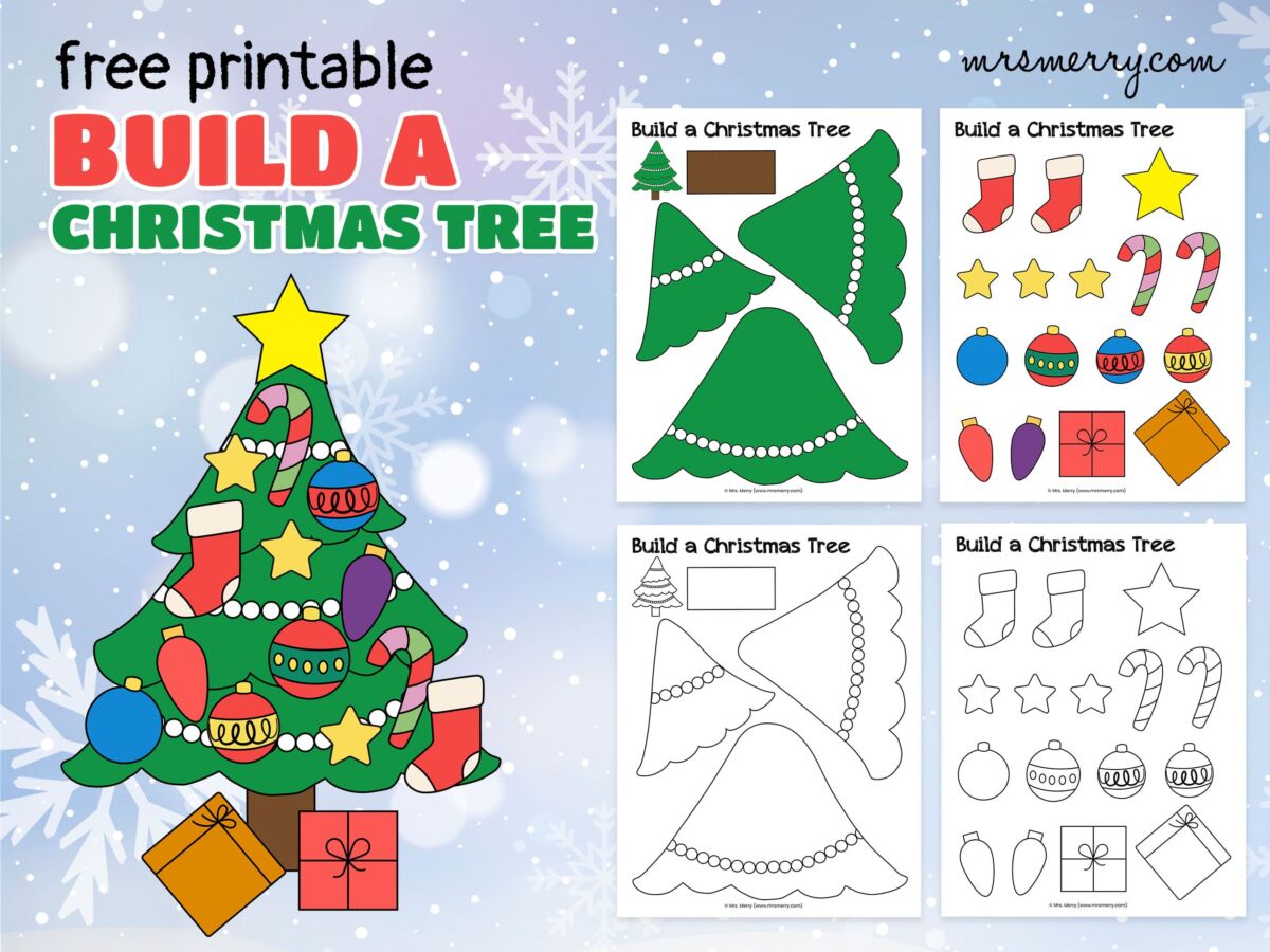 Free christmas tree printable cut paste activity mrs merry