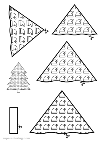 Color cut and paste paper christmas tree free printable papercraft templates