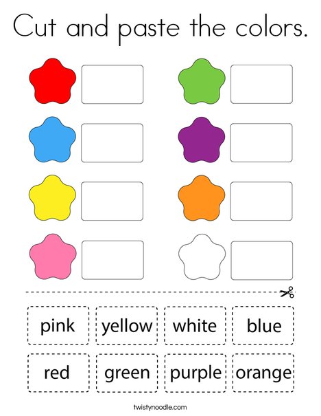 Cut and paste the colors coloring page