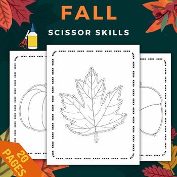 Fall autumn thanksgiving cut and paste coloring sheets