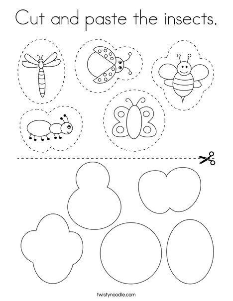 Cut and paste the insects coloring page