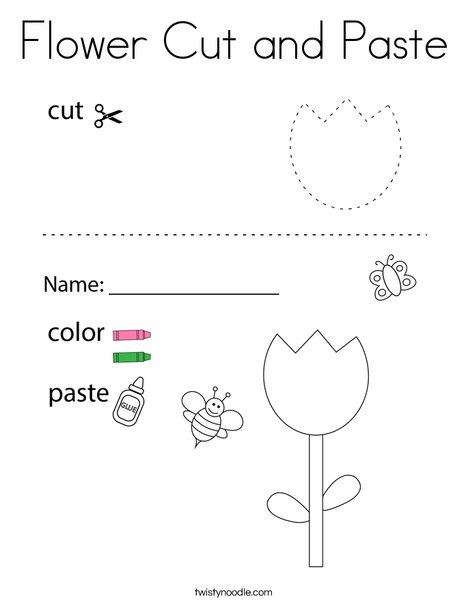 Flower cut and paste coloring page